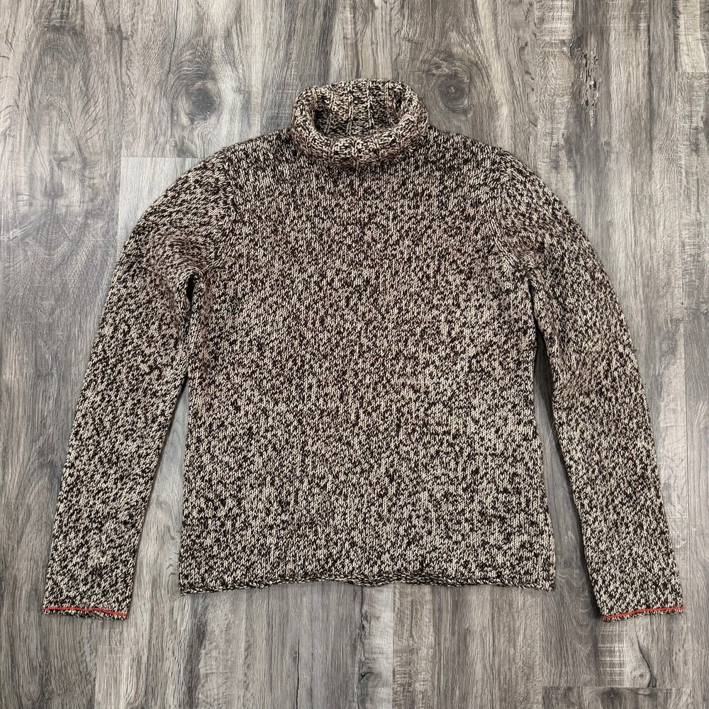 Gap Women’s Size L Turtleneck Knit Sweater Natural Wool/Cotton Blend Brown